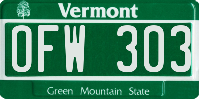 VT license plate OFW303