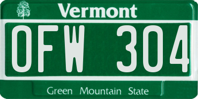 VT license plate OFW304