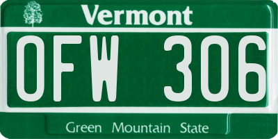 VT license plate OFW306