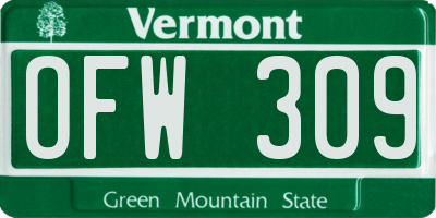 VT license plate OFW309