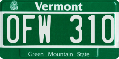 VT license plate OFW310