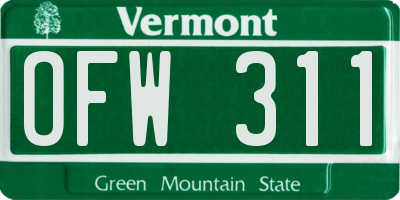 VT license plate OFW311