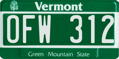 VT license plate OFW312