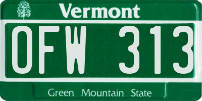 VT license plate OFW313