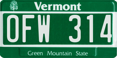 VT license plate OFW314