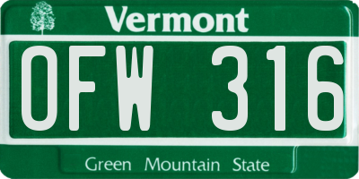 VT license plate OFW316