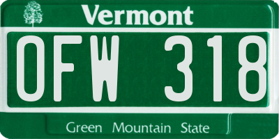 VT license plate OFW318