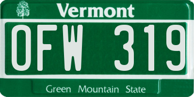 VT license plate OFW319