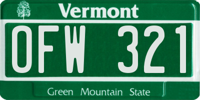 VT license plate OFW321