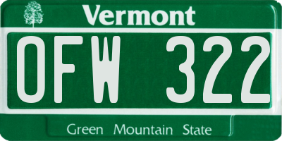 VT license plate OFW322