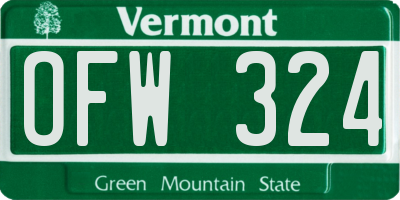 VT license plate OFW324