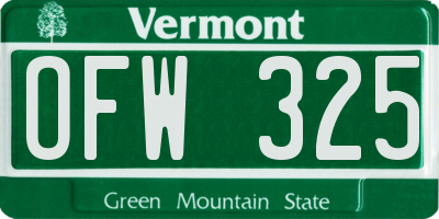 VT license plate OFW325