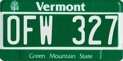 VT license plate OFW327