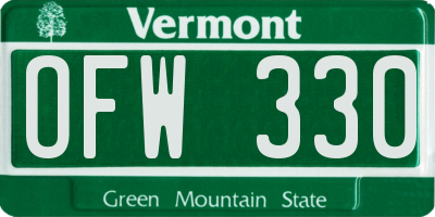 VT license plate OFW330