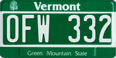 VT license plate OFW332