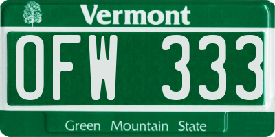 VT license plate OFW333