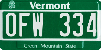 VT license plate OFW334