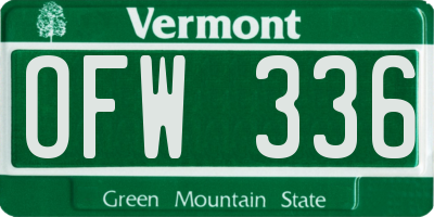 VT license plate OFW336