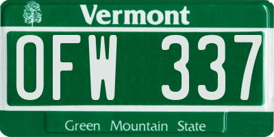 VT license plate OFW337