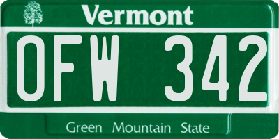 VT license plate OFW342