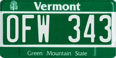 VT license plate OFW343