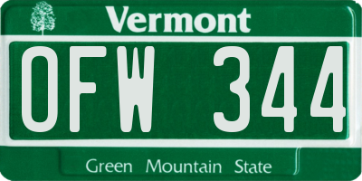 VT license plate OFW344