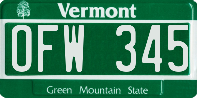 VT license plate OFW345