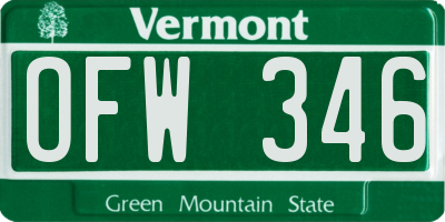 VT license plate OFW346