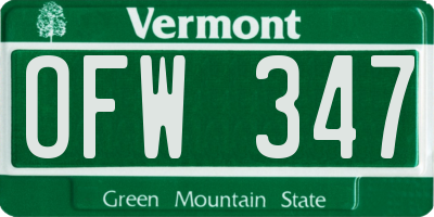 VT license plate OFW347
