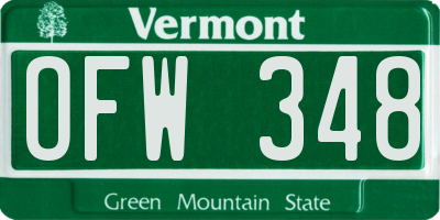 VT license plate OFW348