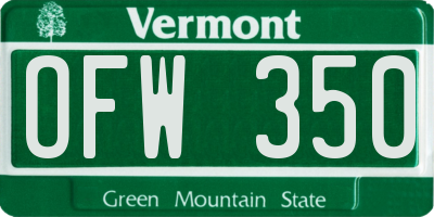 VT license plate OFW350