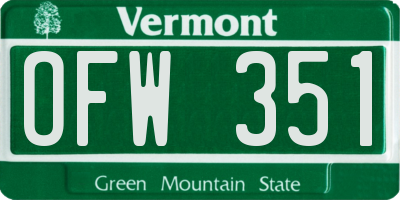 VT license plate OFW351