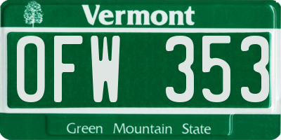VT license plate OFW353