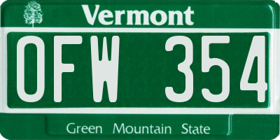 VT license plate OFW354