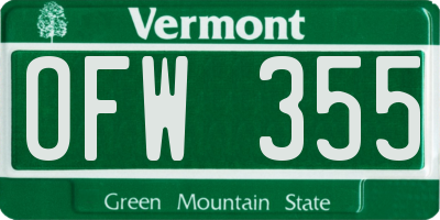 VT license plate OFW355