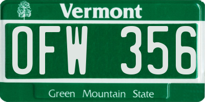 VT license plate OFW356