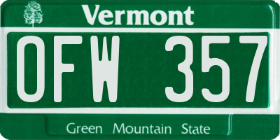 VT license plate OFW357