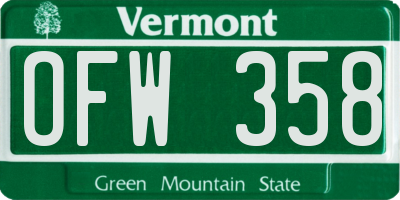 VT license plate OFW358