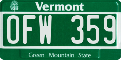 VT license plate OFW359