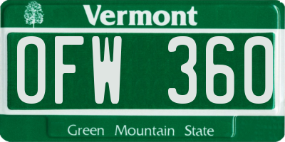VT license plate OFW360