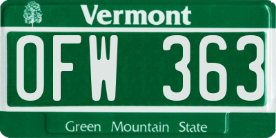 VT license plate OFW363