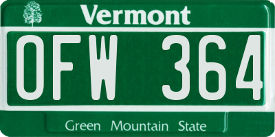 VT license plate OFW364