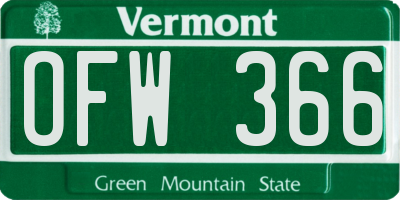 VT license plate OFW366