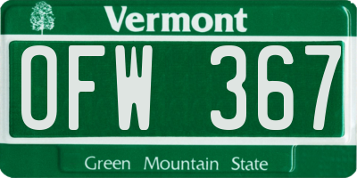 VT license plate OFW367