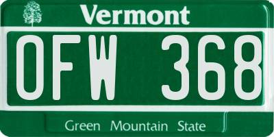 VT license plate OFW368