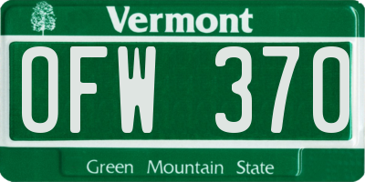 VT license plate OFW370