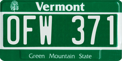 VT license plate OFW371