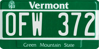 VT license plate OFW372