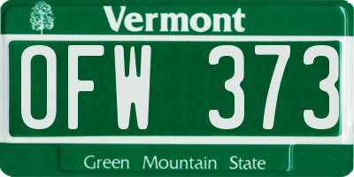 VT license plate OFW373