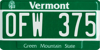 VT license plate OFW375